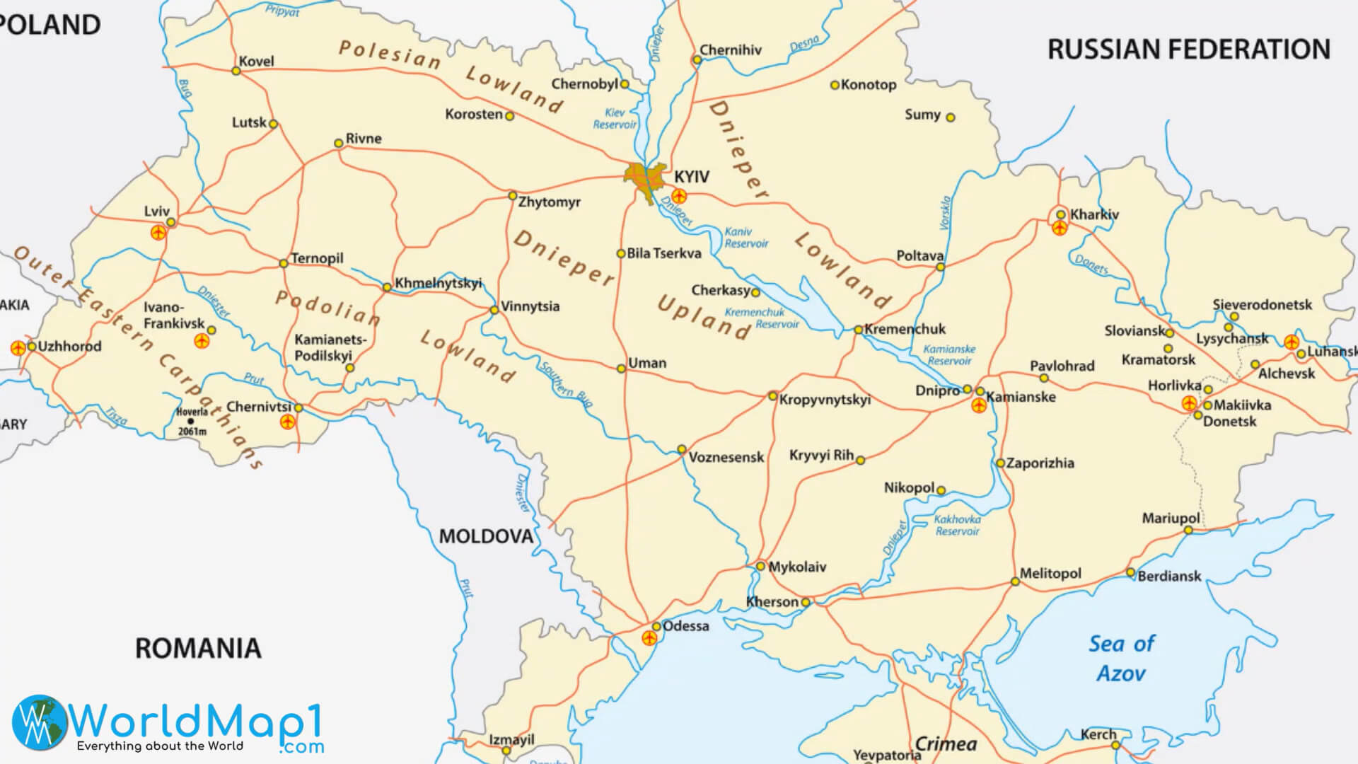 Ukraine and Moldova Map